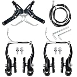 EICKMO Fahrradbremsen Set Komplettes Universal V-Brake Fahrrad Bremse Vordere und Hintere MTB Bremsen, innere äußere Bremsseile und Bremshebel Kit für Mountainbikes und Rennräder (Silbrig)