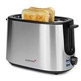 Korona 21255 Toaster | Hochwertiges Edelstahlgehäuse | Integrierter Brötchenaufsatz | Stufenlos einstellbarer Bräunungsgrad | Krümelschublade | 900 Watt