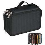 Federmäppchen Groß, 72 Slots Mäppchen Groß, Portable Wasserdicht Federmappe Groß, Federtasche Groß mit Reißverschluss Tragegriff, für Buntstifte, Marker, Kugelschreiber (Schwarz)