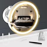 Robofun Schminkspiegel mit Beleuchtung und Nanometer Stark Saugnapf, Kosmetikspiegel 20 fache mit Beleuchtung und Vergrößerung, Dimmbar Vergrößerungsspiegel mit Licht, 25CM Höhe verstellbar