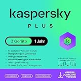 Kaspersky Plus Internet Security 2025 | 3 Geräte | 1 Jahr | Anti-Phishing und Firewall | Unbegrenzter VPN | Passwort-Manager | Online-Banking Schutz | PC/Mac/Mobile | Aktivierungscode per Email