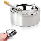 Aschenbecher Drehen Drehaschenbecher, Aschenbecher mit Deckel für Draußen, Windaschenbecher Reise, Edelstahl Tischaschenbecher, Poliert Aschenbecher Geschlossen