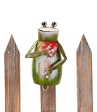 NETPROSHOP Zaunhocker Zaunfigur Rabe oder Frosch aus Metall, H: 15-25cm, Auswahl:Frosch m Herz