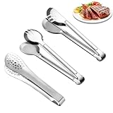 3 Stück Küchenzange Edelstahl Set, BBQ Grillzange Lang, Multifunktional Nudelzange Edelstahl Servierzange Gebäckzange Salatzange für Hochzeit Party Buffet Picknick