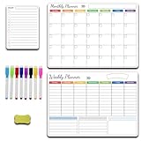 Magnetischer Kühlschrankkalender Monatlicher Wöchentlicher und Täglicher Magnetischer Whiteboard Kalender mit 8 Whiteboard Stiften und 1 Trocken Abwischbarem Radiergummi für Kühlschrank