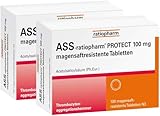 DOPPELPACK: ASS-ratiopharm PROTECT 2 x 100 mg magensaftresistente Tabletten: magenschonender Blutverdünner gegen das Verklumpen von Blutplättchen - zur Prophylaxe eines neuen Infarktes, 200 Stück