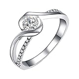 Generisch Luxuriöser funkelnder Diamantring Damenschmuck Verlobter Ring für Frauen Damen Ringe Mit Zirkonia (Silver, 9)