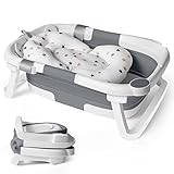 Baby Badewanne Faltbar Babywanne Klappbare mit Einsatz Babybadewanne Faltbare Neugeborenen Faltbadewanne Badewannen Klappbar Wanne Dusche Neugeborene Badewannenaufsatz Kinder Foldable Bath Tub Grau