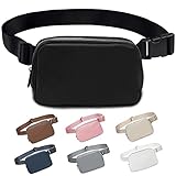 Bauchtasche Gürteltasche für Damen und Herren, Klein Stylisch Everywhere Fanny Pack mit Verstellbarem Riemen, Schwarz Lulu Umhängetasche Lemen Taschen für Outdoor Fitness Wandern und Sport