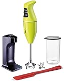 bamix Stabmixer Set EO180 CLASSIC PLUS inkl. Ständer, 1 Becher, 1 Multifunktionsmesser, 180 Watt, Made in Switzerland, Lime/Schwarz