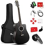 Vangoa 4/4 Elektro Akustische Gitarre mit 4 Band EQ Cutaway 41 Zoll Elektrische Akustikgitarre Set für Anfänger Erwachsene mit Anfänger Kits, Schwarz