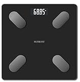 NUTRI FIT Körperfettwaage Intelligente Personenwaage Digitale Waage mit BMI Körperfett Muskelmasse Wasser Körperzusammensetzung Großes LCD-Anzeige,150kg/330lb, 26x26cm-Schwarz