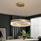 DDYY Moderne Pendelleuchte LED Dimmbar Hängelampe Esstisch 36W Hängeleuchte Rund mit Fernbedienung Pendellampe Esszimmer Gold Esstischlampe Höhenverstellbar Schlafzimmer Wohnzimmer Küche (Gold)