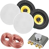 Pronomic CLS-540 WH Einbaulautsprecher Set 2-Wege 160W - Deckenlautsprecher mit Bluetooth & HiFi-Verstärker - Klarer Raumklang für Wohnzimmer, Gastronomie & Innenräume