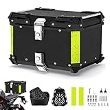 EagerMinds Topcase Motorrad, Topcase aus Aluminium, Dual-Key Storage Carrier Case, Wasserdicht, Diebstahlsicher, Motorradkoffer zur Aufbewahrung von Helmen und Anderer Reitausrüstung (Schwarz, 45L)