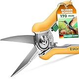 GRÜNTEK Rosen-Pflanzenschere COLIBRI 170 mm Edelstahlklingen mit Zink-Legierung Blumenschere mit Soft-Touch Ergo-Griff, Gartenschere Rosenschere Trimmerschere Bypass