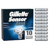 Gillette Sensor Excel Rasierklingen, Klingen für Männer, 10 Original Ersatzklingen für Herren mit Doppelklinge