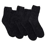 TOCONFFON Damen Kuschelige Flauschige Socken Weiche Plüsch Socken 5 Paar(Schwarz)