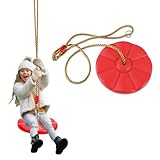 Tellerschaukel Outdoor, Kinder Tellerschaukel mit Plattform, Schaukel Outdoor für Kinder bis 150 kg, Schaukel für Balance und Koordination (Rot)