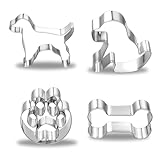 4 Stück Keksausstecher Hund Knochen, Fußabdrücke, Haus, Welpe Plätzchen Ausstecher Plätzchen Ausstecher aus Edelstahl für Kinderbacken, Kindergeburtstage, Hunde-Mottoparty