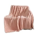 Grobstrick-Überwurfdecke, Auswahl für Familie und Freunde, Flanell, weiß, flauschige Decke, weiß, Überwurfdecke, Rosa, 100 x 150 cm