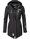 MARIKOO Damen Winter Jacke Winterjacke Mantel Outdoor wasserabweisend Softshell B614 [B614-Zimt-Schwarz-Gr.L]