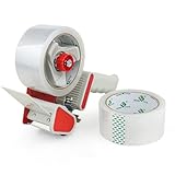 BOMEI PACK Paketklebeband Klebeband Packband 50 m x 48 mm - transparent - 2er Set mit Abroller -für Pakete und Karton Packband Umzugs/Paketband/Packband/Paketbandabroller
