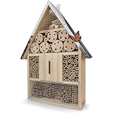 WILDLIFE FRIEND Großes Insektenhotel 39 x 23 cm – Naturbelassen und Wetterfest, Insektenhaus aus Naturholz für Bienen, Marienkäfer, Florfliegen & Schmetterlinge, Bienenhotel & Nisthilfe zum Aufhängen