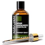 Ätherisches Öle Indisches Sandelholz 100ML, MAYJAM Indisches Sandelholzöl 100% Rein, Ideal für Lebenskraft Aromatherapie Diffuser Duftöl Massage