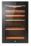 Haier HWS49GA Weinkühlschrank / 49 Flaschen / 82 cm Höhe / 1 Zone/hOn-App/UV-undurchlässige Glastür / 4 Holzablagen / 3D-LED Beleuchtsystem/Vibrationsarmer Kompressor, Schwarz