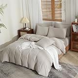 YASMENG Halbleinen Bettwäsche 155x220 Leinen Originalfarbe Bettwäsche Leinen und Baumwolle Bettwäsche Atmungsaktiv Kuschelig Leinen Bettwäsche 3 Teilig mit Reißverschluss und 2 Kissenbezüge 80x80 cm