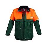 SWS Forst GmbH Forstjacke Herren mit Schnittschutz (Größe: XXL) – Robuste Schnittschutzjacke für Motorsäge & Waldarbeit – Warnschutzjacke grün/leuchtorange