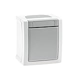 Aufputz Kreuzschalter Feuchtraum IP54, Modell Pacific, grau