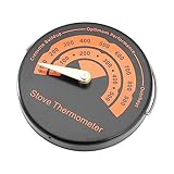 ULTECHNOVO 1 Stück Thermometermagnet Temperaturmesser für Gasherde Temperaturmesser für Pelletöfen Rauchthermometer Magnetischer Schornsteinzähler Ofenthermometer Eisen Black