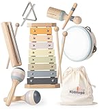 KidMigo Musikinstrumente für Kinder ab 3 Jahre, 7 in 1 Musikinstrumente Holzspielzeug, Trommel Xylophone Musikinstrumente Kinder, Montessori Spielzeug ab 3 Jahre