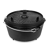 Petromax Feuertopf ft12 - Dutch Oven aus Gusseisen für Kochen und Backen - mit Deckel, Henkel und Standfüßen - Gerichte für 14 bis 20 Personen - 10,8 l
