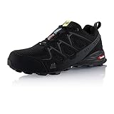 Fusskleidung® Damen Herren Wanderschuhe atmungsaktive Trail Running Trekkingschuhe Schwarz Grau EU 45