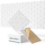 Soundsbay Akustikplatten selbstklebend 12 Stück, Schalldämmung Schallschutz Wand hoher Dichte Ziegeltyp Schallschutzplatten für Akustische Behandlung und Wanddekoration 30x30x0.9cm (Weiß)