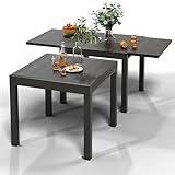 Devoko Ausziehbarer Gartentisch, Wetterfest Aluminium 80-160x80x75cm Outdoor Esstisch für 4-6 Personen mit Sonnenschutz, Leicht zu Reinigen, Dunkelgrau