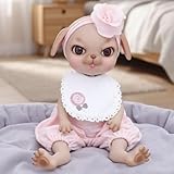 YIHANGG 40cm Welpenpuppe Realistisch Mini Reborn Baby Puppe Weich Ganzkörper Silikon Neugeborene Puppe Handflächengröße Kind Geburtstag Weihnachten Geschenke Sammlungen(White)