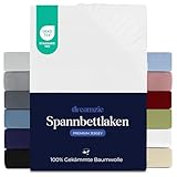 Dreamzie Premium Spannbettlaken 90x200 cm, Spannbetttuch für Dicke Matratzen bis zu 22 cm, Bettlaken 100% Jersey Baumwolle, 150 g/m², Oeko-TEX Zertifiziert - Weiß