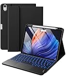 Vobafe Hülle mit Tastatur für iPad Air 11 Zoll (2025 M3/2024 M2), iPad Air 5 4 2022/2020 10,9 Zoll, Mutil-Touch Trackpad 7 Farben Beleuchtete Abnehmbare Keyboard Schutzhülle mit Stifthalter, Schwarz