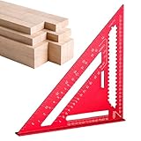 Multifunktions-Winkelmaß 90°/45° - Präzisions-Anschlagwinkel mit metrischer Skala & Rapporteur | Tragbares Anreißwerkzeug für Holzbau & Werkstatt | Robustes Aluminium 18,2x18,2cm Pro