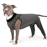 PUMYPOREITY Bandage Hund Hinterbein, Op Body Kastration Hündin Hunde Op Body mit Beinen Liegeschwielen Leckschutz Hinterbeine Kniebandage Verband Bein(Grau, L)