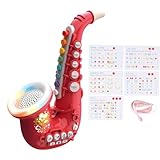 Agatige Saxophon-Spielzeug Für Kinder, Verstellbares Musikinstrument, Spielzeug, Trompete, Klarinette Mit Leichter Musik, Als Geburtstagsgeschenk Für Jungen Und Mädchen (rot)