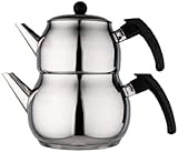 Frank & Müller Germany - Teekanne Tee Mini mit Schwarzer Griff Caydanlik Edelstahl Türkisch Tea Maker Tea Pot Tee Kanne Teekannen Induktion Teekanne verschiedene Modelle und Größen