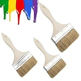 3 Stück Malerpinsel Set, Flachpinsel Flachpinsel mit Holzstiel, Pinsel Breit Flächenstreicher, Flachpinsel Lasurpinsel Lackierpinsel Farbpinsel für Lacke Lasuren Öle Wand-Farben Acryl am Holz Metall