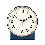Wuyiway Analoger Wecker ohne Ticken, Retro-Design, einfach einzustellen, schrittweiser Anstiegsalarm, sanftes Aufwachen, beleuchtet auf Anfrage und Schlummerfunktion, batteriebetrieben, blau