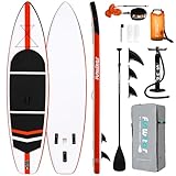 FunWater Aufblasbares Stand Up Paddle Board Surfbrett SUP Komplettes Paddleboard Zubehör Verstellbares Paddel, Pumpe, Reiserucksack, Sicherheitsleine. wasserdichte Handyhülle