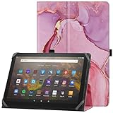 HoYiXi Universelle Hülle für 9-10,1 Zoll Tablette Fire HD 10 2021/2023 & Fire HD 10 Plus 2021/2023 mit Ständer und Handschlaufe Schutzhülle für 9'-10,1' Samsung Lenovo Android Tablette - Rosa Marmor